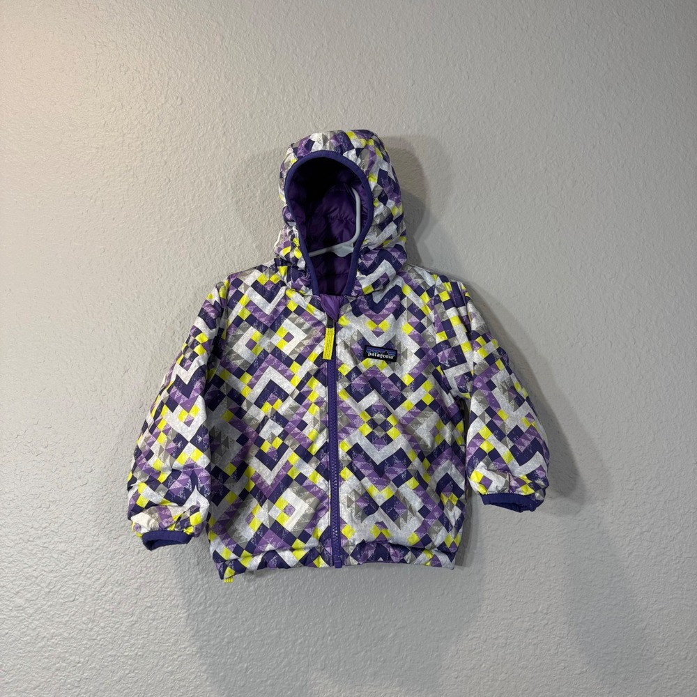 Patagonia Kid's Size 2T Purple Reversible Down Filled Puffer Sweater Jacket